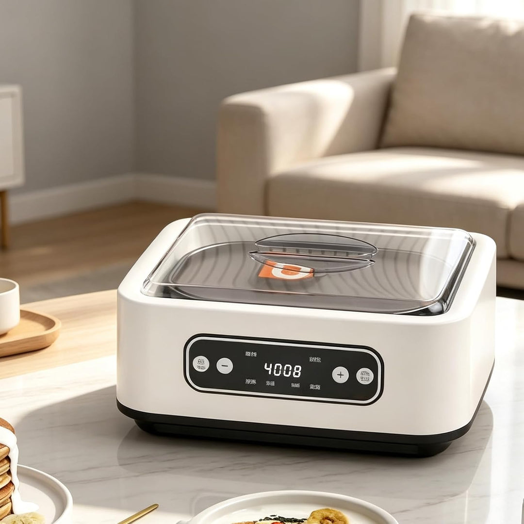 Joghurtbereiter mit 6 Glasbehälter 180ml, 1.6L Joghurtmaschine mit Temperatur &amp; Timer, 20W 4 voreing