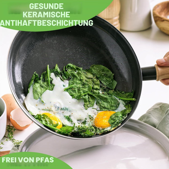 GreenChef Vintage Gesunde Keramische Antihaftbeschichtung Bratpfanne, 26 cm, Holzinspirierter Griff,