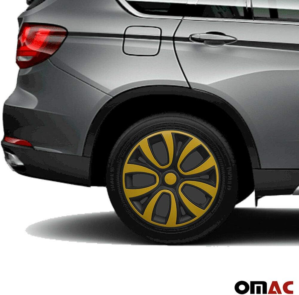OMAC Radkappen 15" 241 Schwarz Gelb Matt 4tlg Matt Schwarz-Gelb 15", Matt Schwarz-Gelb 15"