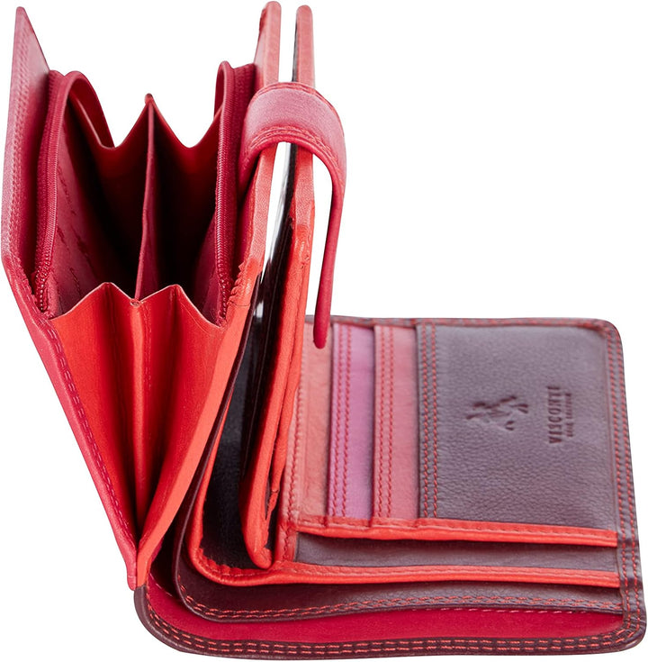 VISCONTI Twofold Leder Damen Geldbörse Rainbow Mehrfarbig Purse(RB51) RFID M Plum Multi, M Plum Mult