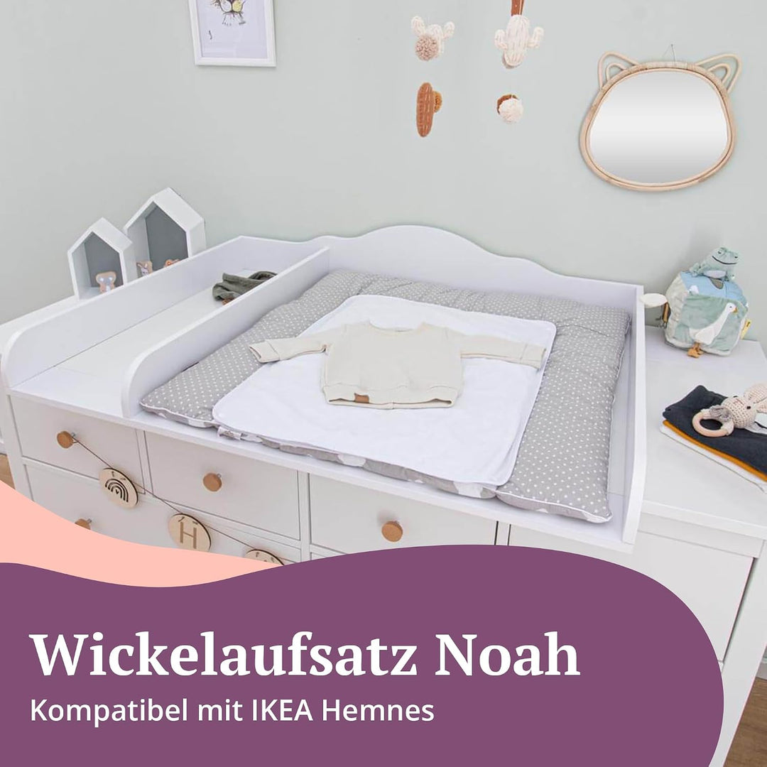 Puckdaddy® Noah | Wickelaufsatz für IKEA Hemnes Kommode u.Ä. | 160x80x15cm | Wickelauflage mit Blend