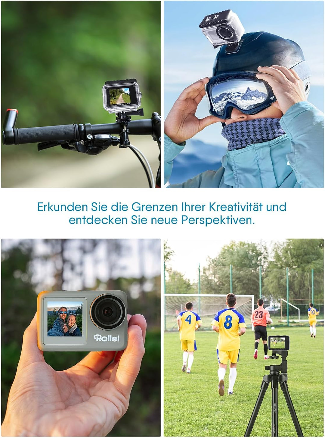 Rollei Action-Cam 9s Plus I 4K 60fps Unterwasserkamera mit Selfie-Display, Bildstabilisierung, Zeitr
