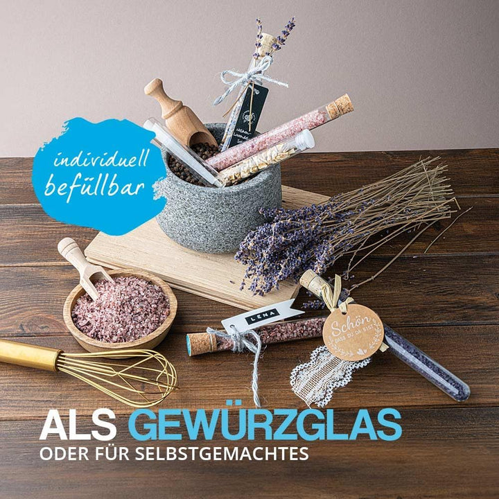 Tuuters Glas Reagenzglas mit Korken 25 Stück (140 x ø 16 mm) Gewürzgläser | Reagenzgläser für Blumen