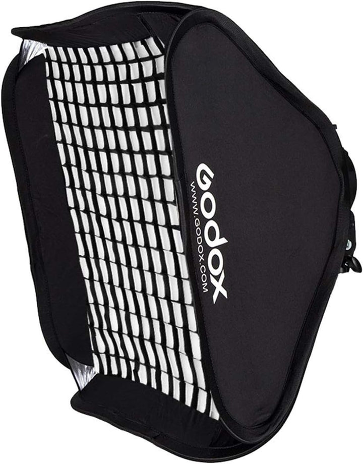 Godox Softbox Soft Light Modifikator Box mit Gitter 80 x 80 cm mit S2 Typ Blitzhalterung, Bowens-Hal