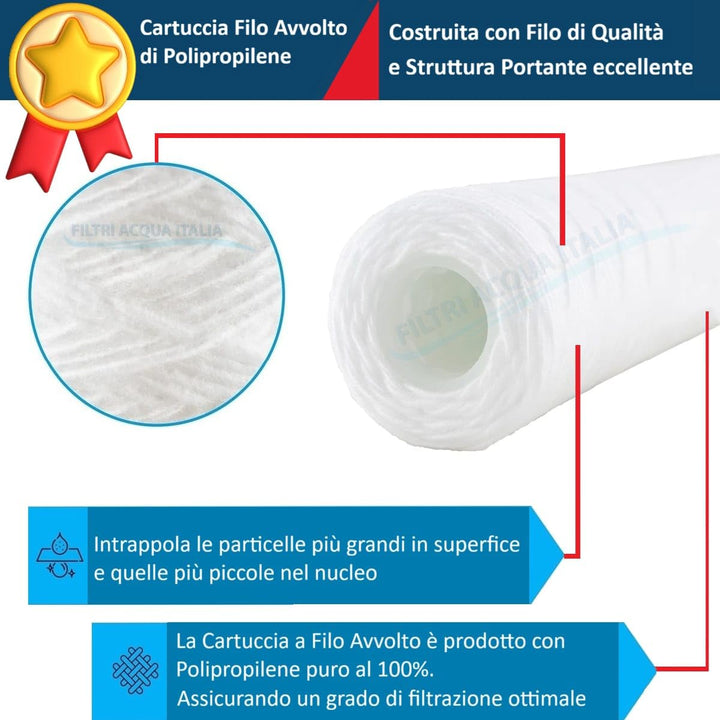 Filtri Acqua Italia Set mit 6 Filterkartuschen mit gewickeltem Draht, 10&
