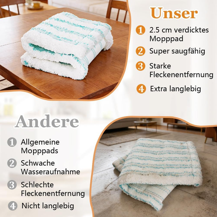 4 Stück Ersatz-Wischbezüge für Leifheit Profi XL Cotton Plus/Profi XL Micro Duo Vollstiel Bodenwisch