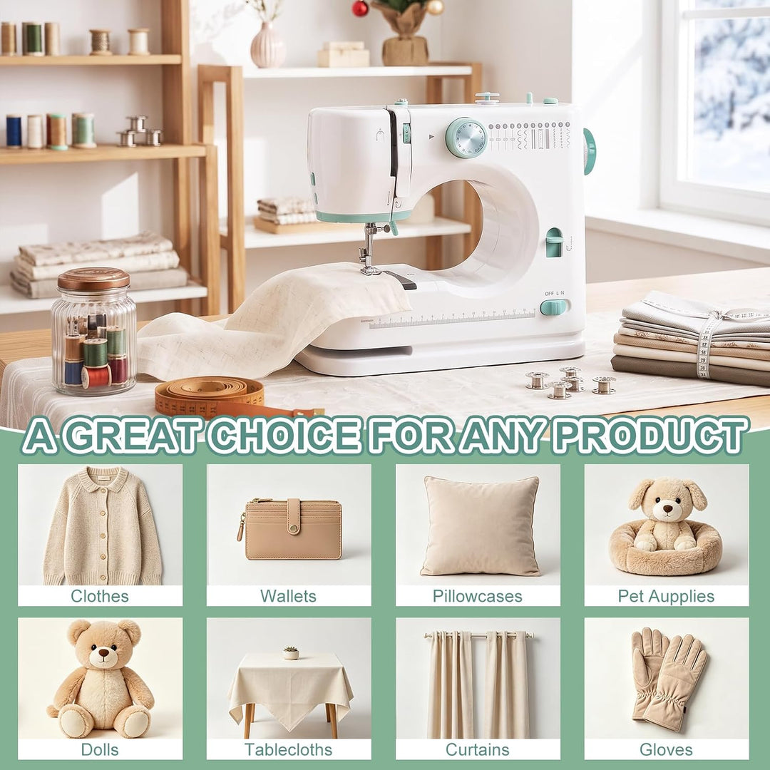 Nähmaschine für Anfänger und Kinder, Qoosea 12 Stichmuster Overlock Nähmaschine Einfach zu Bedienen,