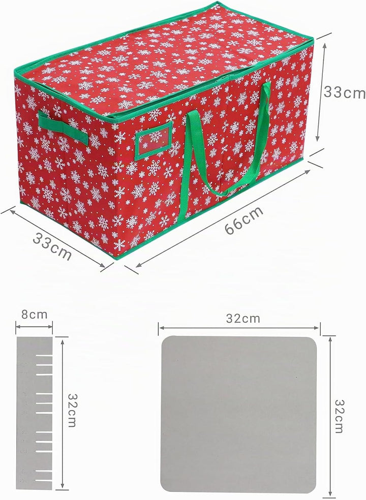 Relaxdays Weihnachtskugel Aufbewahrungsbox, 128 Kugeln, HxBxT: 33 x 66 x 33 cm, Schneeflocken, Vlies