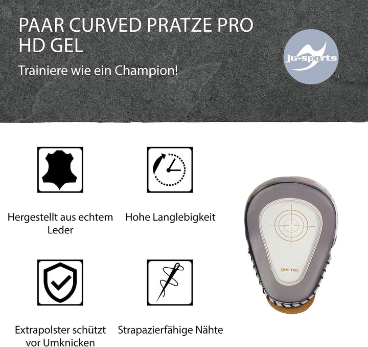 Ju-Sports Handpratzen Curved pro HD Gel I Box Pratzen aus Leder I Langlebig I Mit Fadenkreuz für opt