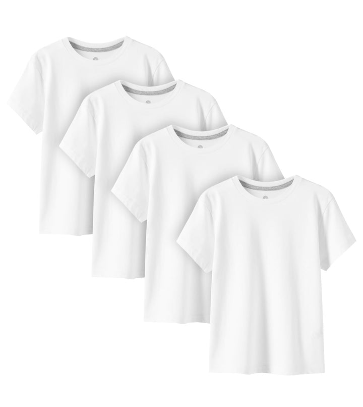 LAPASA Kinder T Shirt 100% Baumwolle 4er Pack Unisex 3-13 Jahre/ 95-165 Jungen Jungs Sport Tshirt K0