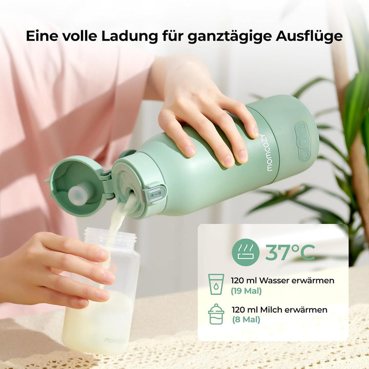 Momcozy MW05 Tragbarer Flaschenwärmer Baby für unterwegs, 500ml Kapazität + 24x Nutzung/Akku &amp; Momco