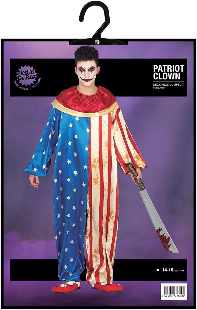 FIESTAS GUIRCA Böser Amerikanischer Clown Halloween Kostüm Herren – USA Horror Clown Kostüm Herren H