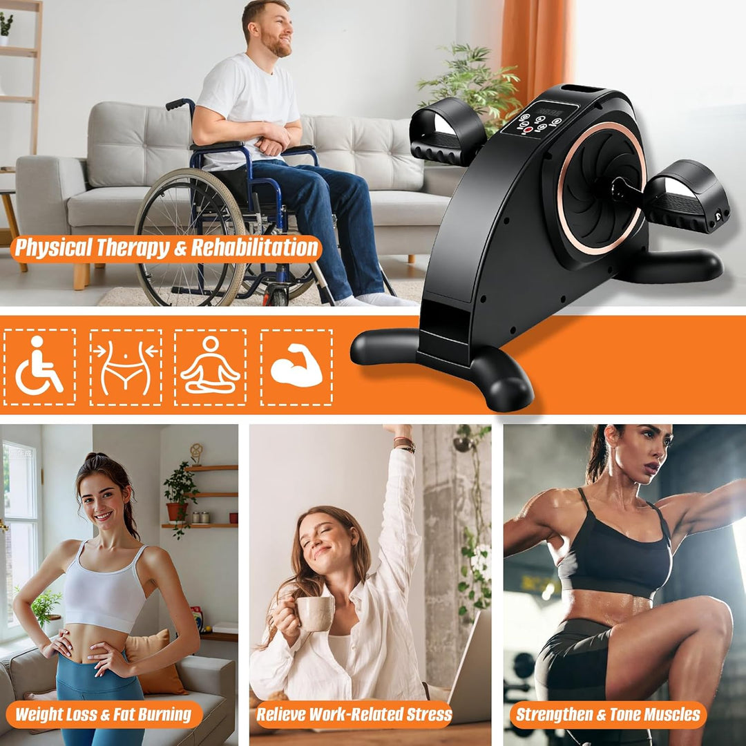 Elektrischer Pedaltrainer für Senioren &amp; Arbeiter, Mini Heimtrainer mit 24 Geschwindigkeiten, Automa