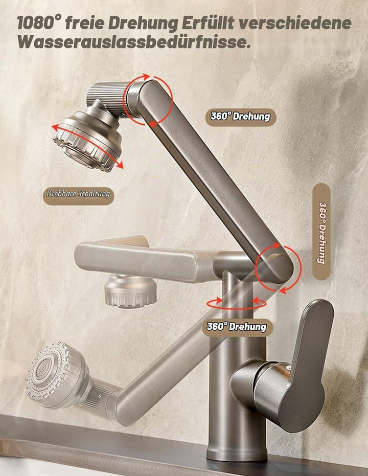 MIDINGCHAI Armatur Bad, Wasserhahn Bad Hoch, 1080 Grad Drehbarer Wasserhahn mit Schlauch, Ideal Stan