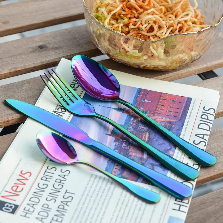 OBR KING 16-teilig Besteck Set Edelstahl Utensilien Inklusive Löffel Messer und Gabel Geschirr Set S