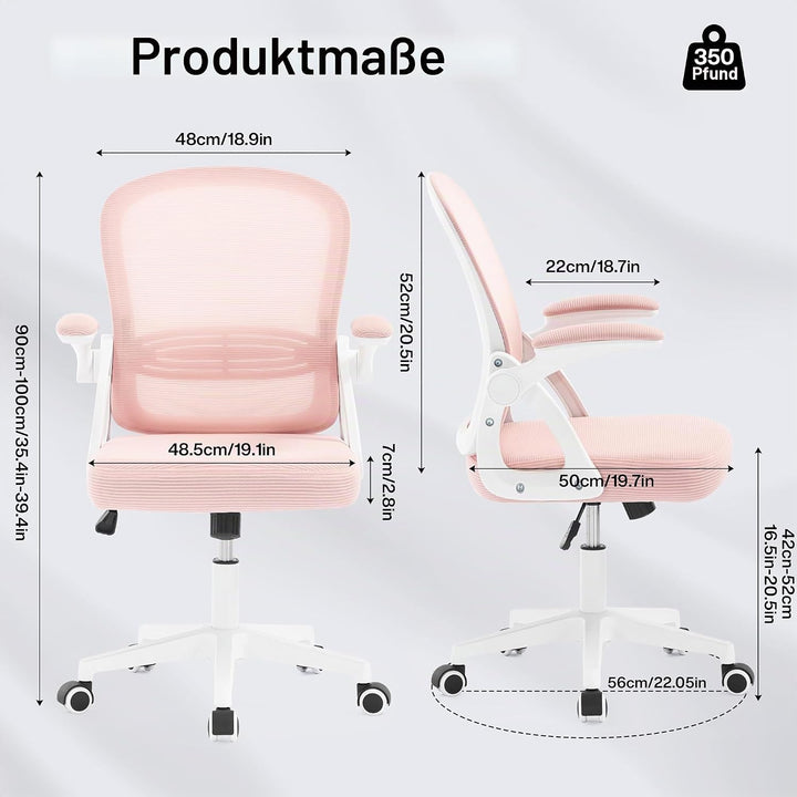 Fizzin Ergonomischer Bürostuhl Rosa Schreibtischstuhl, 150 kg, Rosa