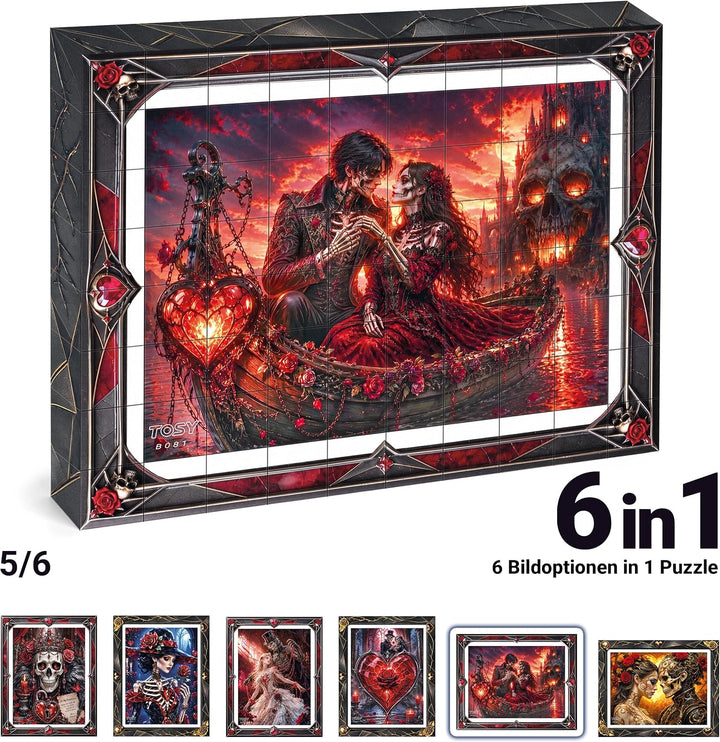TOSY Picture Cube Gothic Hearts: 6-in-1 magnetisches Bilderpuzzle, 80 Blöcke, 480 Puzzleflächen, 1,5