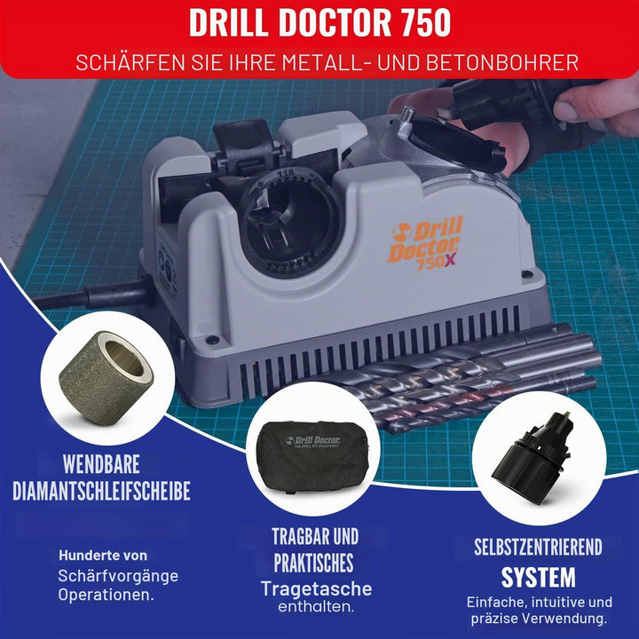 Tivoly Drill Doctor 750 – Bohrerschärfgerät (2,5 bis 19 mm, Spitze 118º und 135