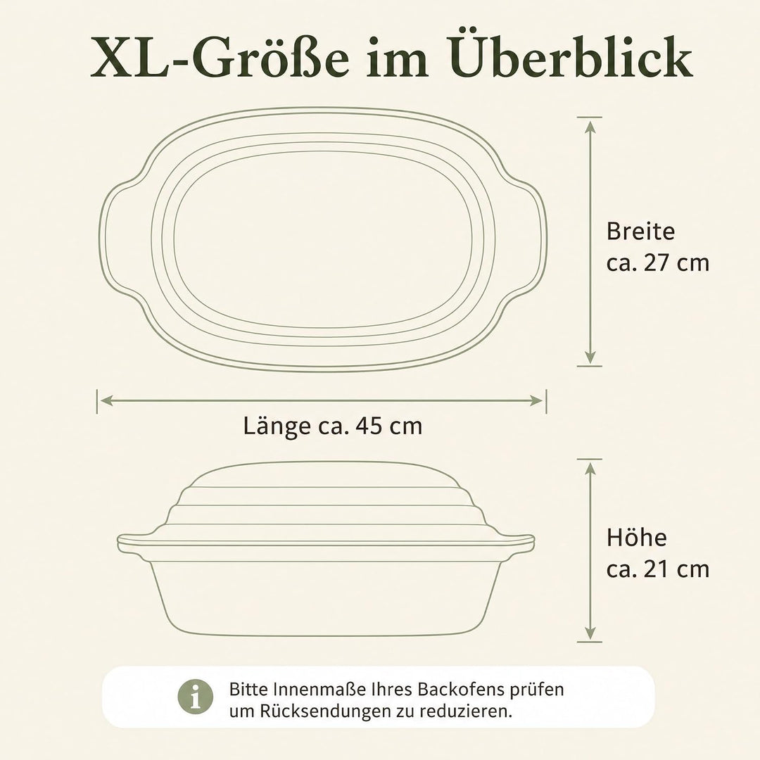 TerraStone XL Gänsebräter oval mit Deckel, 45 x 27 cm, Terrakotta, Gänsebräter