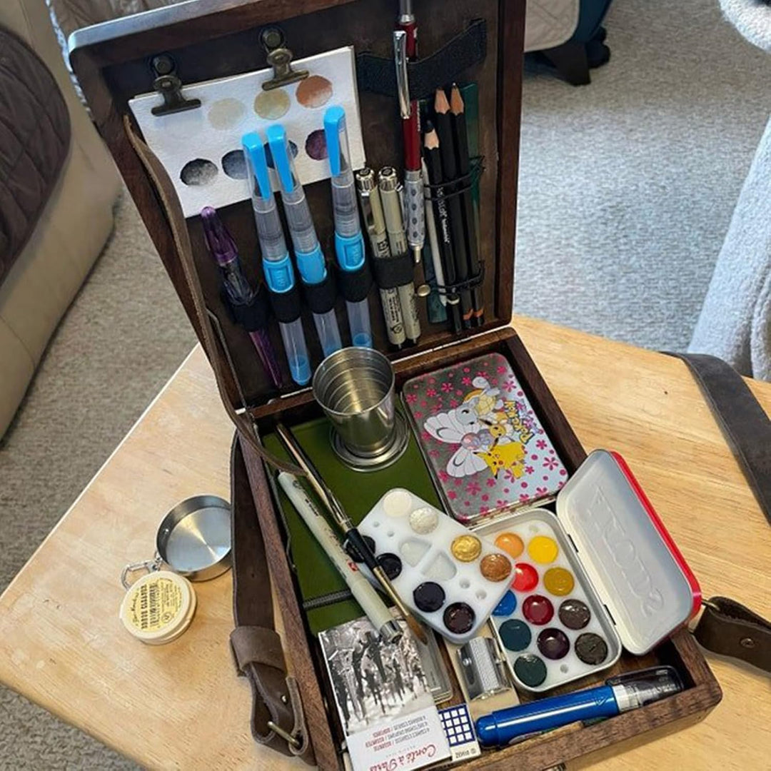 Writers Messenger Wood Box Paint Brush Holder A5 Künstler Werkzeug Aufbewahrungsbox Multifunktionale