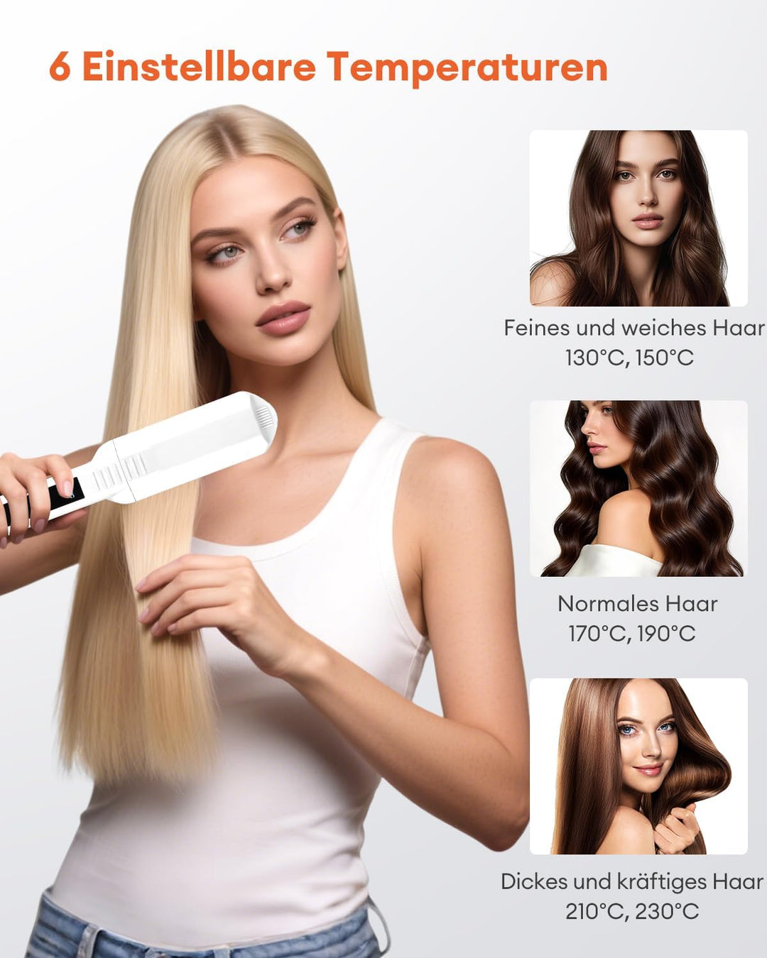 Glätteisen Welleneisen für Haare, 3 in 1 Multistyler Glätteisen Breit Set - Keramik mit Negativen Lo