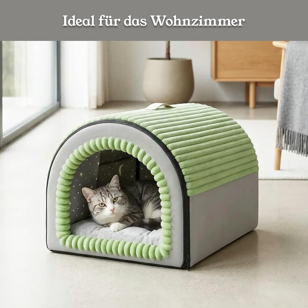 Zelt-Katzenbett Grösse, geschlossener Schlafplatz für Katzen, bietet eine ruhige und gemütliche Umge