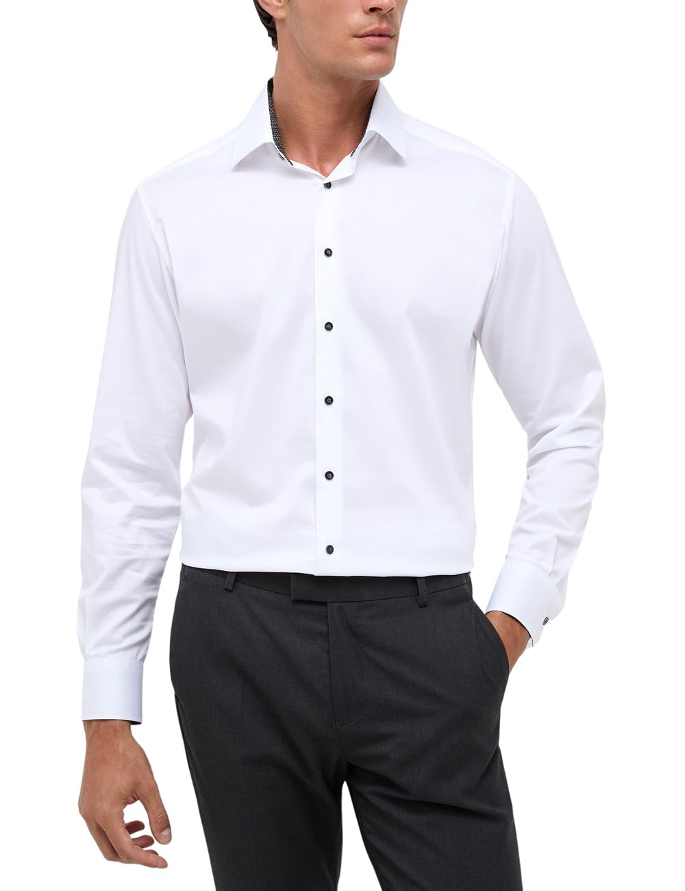 eterna Modern Fit Performance Hemd Langarm New Kent Kragen Stretch Twill weiss Grösse 40