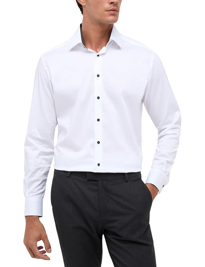 eterna Modern Fit Performance Hemd Langarm New Kent Kragen Stretch Twill weiss Grösse 40