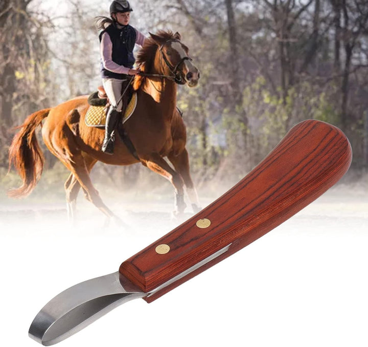 FOUF Hufmesser, Zweischneidiges Hufmesser aus Leder mit Gummi-Holzgriff, Professionelle Hufschmied-W