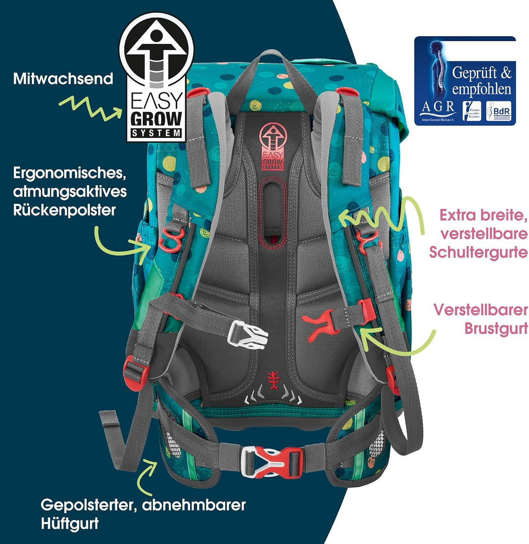 Step by Step Schulranzen-Set Cloud, 5-teilig, ergonomischer Tornister mit Reflektoren, höhenverstell