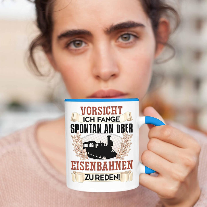 Trendation - Eisenbahner Tasse Geschenk für Modelleisenbahn-Fans Geschenkidee Ich Fange Spotan An Üb
