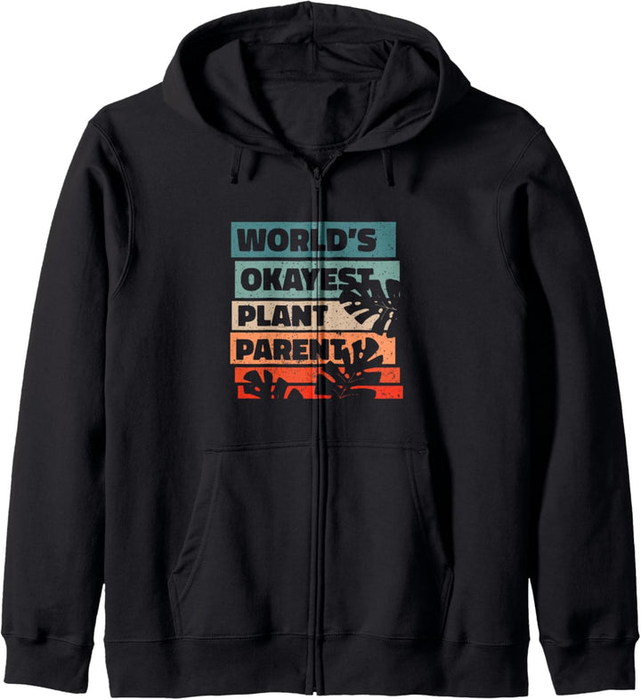 Worlds Okayest Plant Parent | Lustiges Gärtner Garten Retro Kapuzenjacke