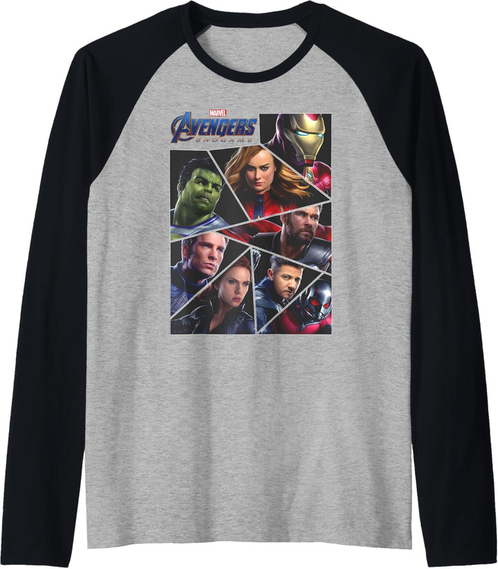Marvel Avengers Endgame Broken Character Panels Raglan