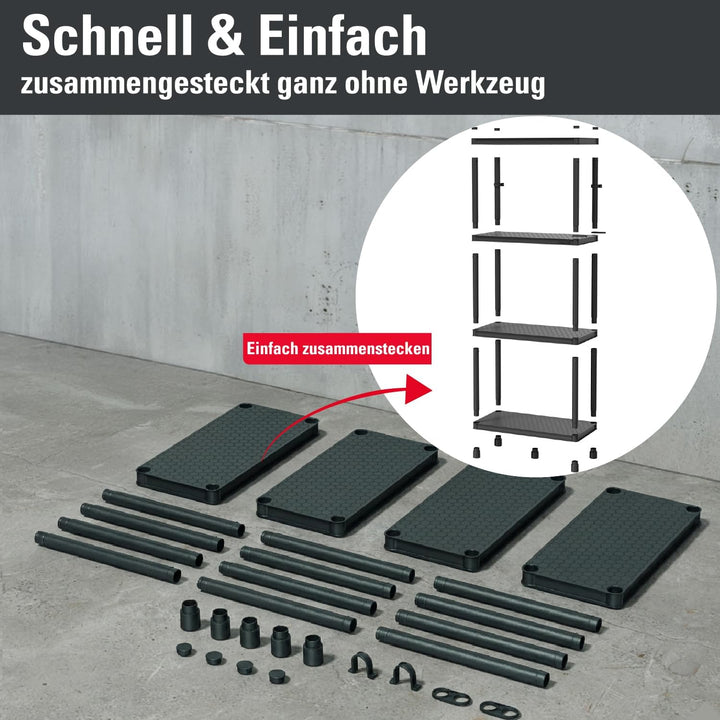 Kistenberg Werkstattregal 58 x 28 x 131,5 cm bis 185 kg belastbar, 4 Ablageböden Steckregal Schwerla