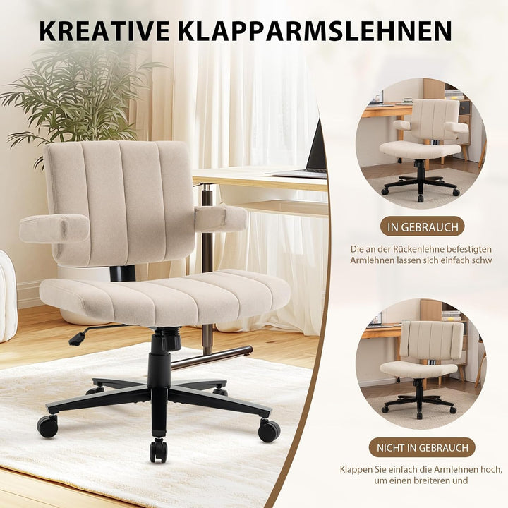 Vigosit Criss Cross Chair mit Rädern, verstellbarebreite Armlehne Criss Cross Chair, Anti-Grip-Stoff