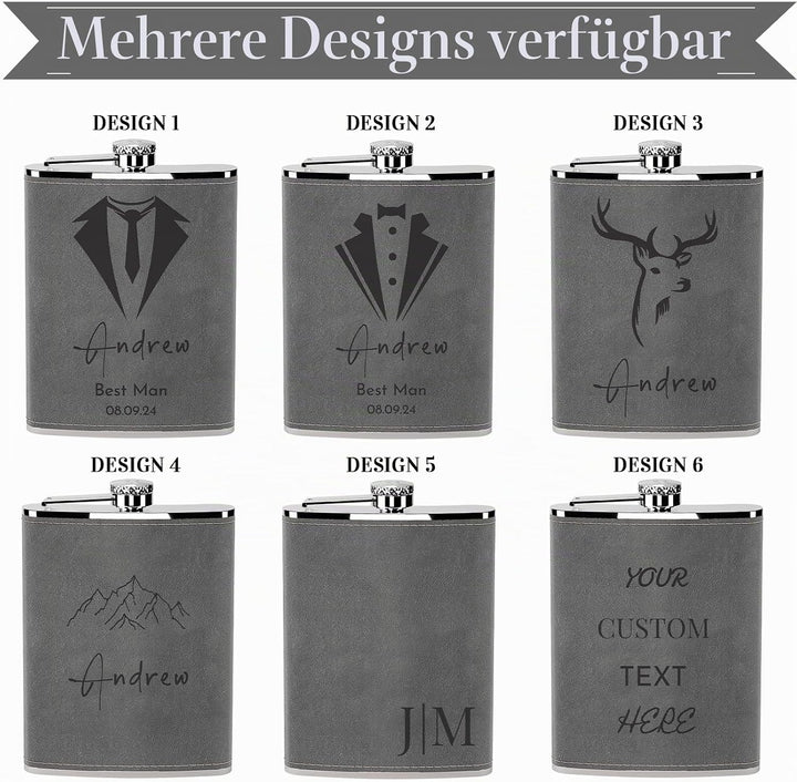 Flachmann Set mit Gravur der Berge, Flachmann Edelstahl 8oz/237ml Personalisiert für Geburtstagsgesc