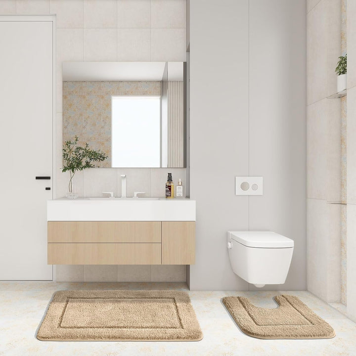 SOANNY Badematte 2er Set, weiche rutschfeste Mikrofaser mit hoher Dichte wasserabsorbierend Badezimm