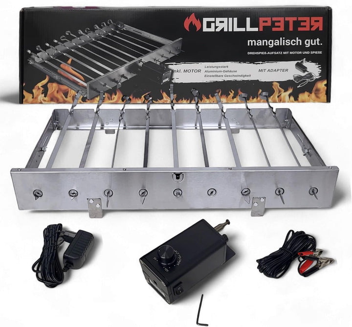 Mangal Ararat Edelstahl 2mm Schaschlikgrill mit 9er Drehspiess Haube Elektromotor