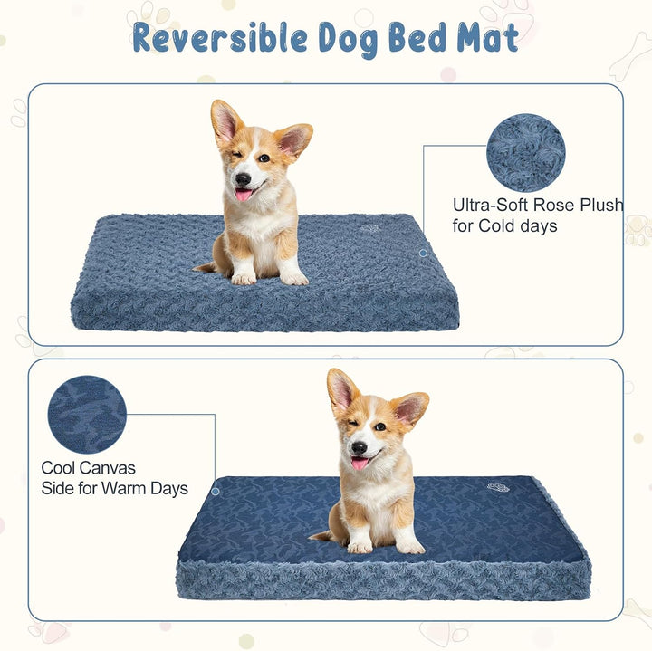 EMPSIGN Stilvolle Hundebett-Matte, Wendematratze (kühl und warm), wasserdichtes Futter, abnehmbarer,