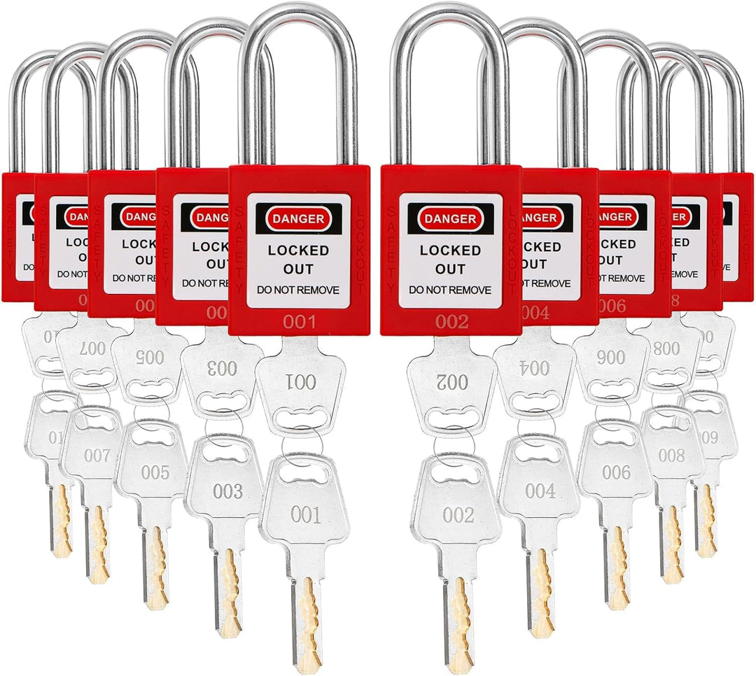 WUWEOT 10 Stück Lockout Tagout Schlösser, verschiedene rote Loto Safe Vorhängeschlösser, OSHA-Sicher