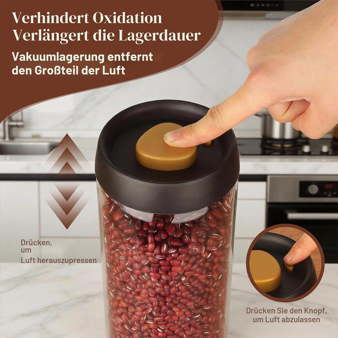 Kaffeebohnen behälter mit 1800 ml Fassungsvermögen, grossvolumiger Vakuum kaffeedose zur Aufbewahrun