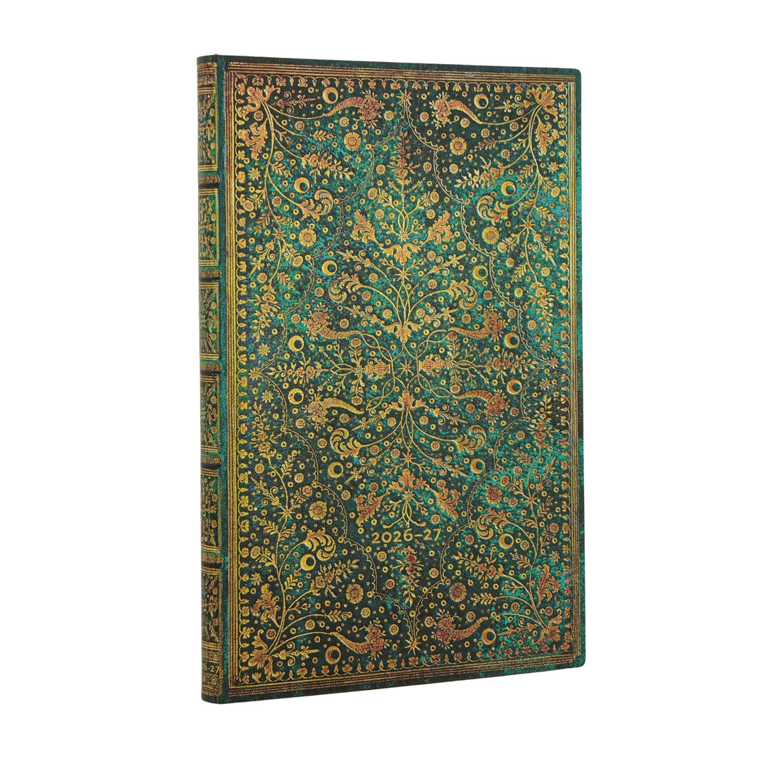 2027 Emerald Flower (Nature’s Grace) Maxi 18-Month Softcover Dayplanner (Elastic Band Closure) Verti