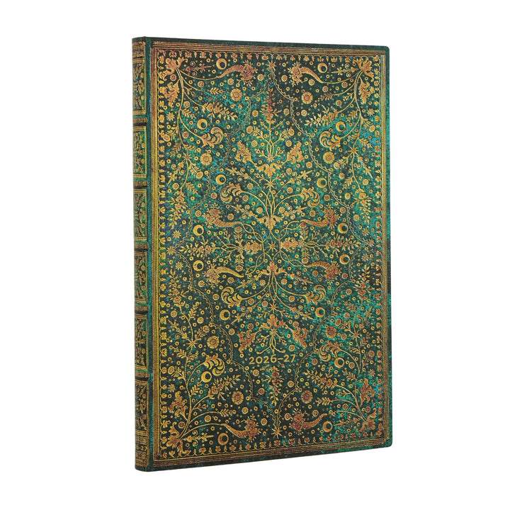 2027 Emerald Flower (Nature’s Grace) Maxi 18-Month Softcover Dayplanner (Elastic Band Closure) Verti