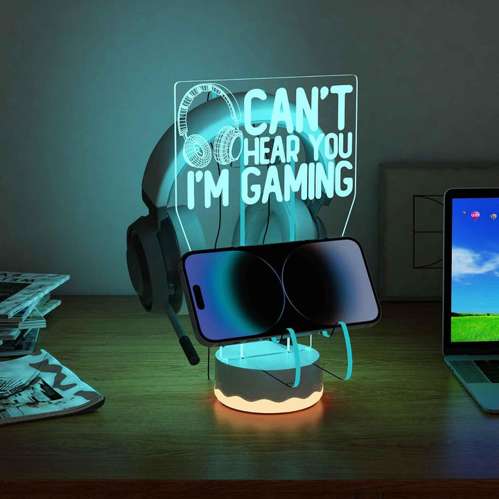 Ammonite Kopfhörer Controller Ständer Light up, 16 Farben 3D LED Lichter Headset Gamepad Halter, Gam