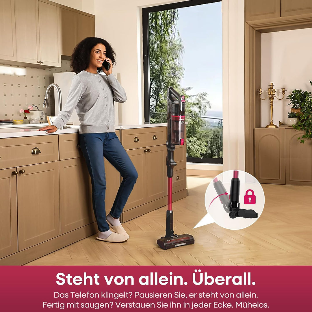 FAMIVAC FV3 Akku Staubsauger mit Knickgelenk-Rohr, 60Kpa &amp; 50Min, Leichter Rosenrot, Rosenrot