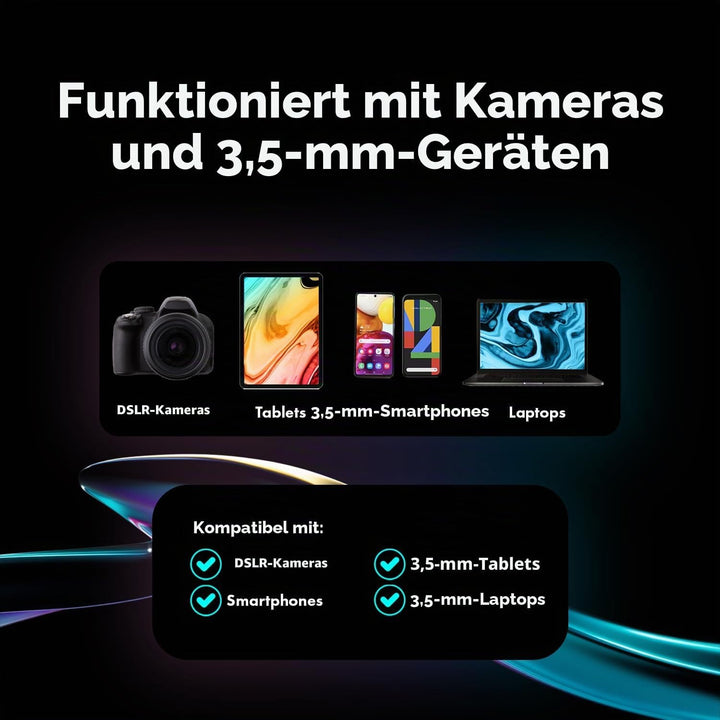 NanoMic Kabelloses Lavalier-Mikrofon für Kamera - Clip-On TRS Wireless Mic System für DSLR, Camcorde