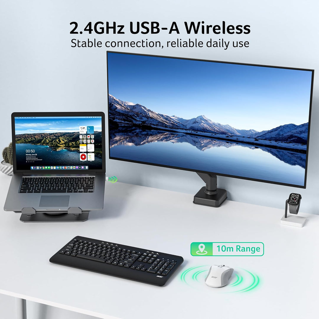 Acer Maus Kabellos 4000 DPI, Wireless Mouse 2,4Ghz Weiss, Weiss
