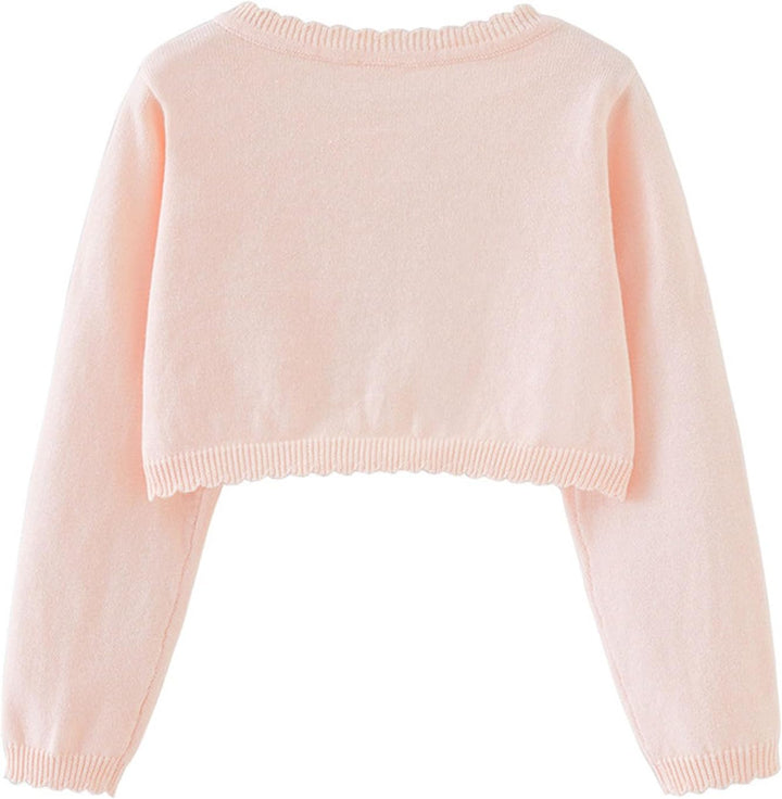 Strickjacke Mädchen Kinder Basic Bolero Kommunion Cardigan Bolero Jäckchen Lange Ärmel Mädchen 