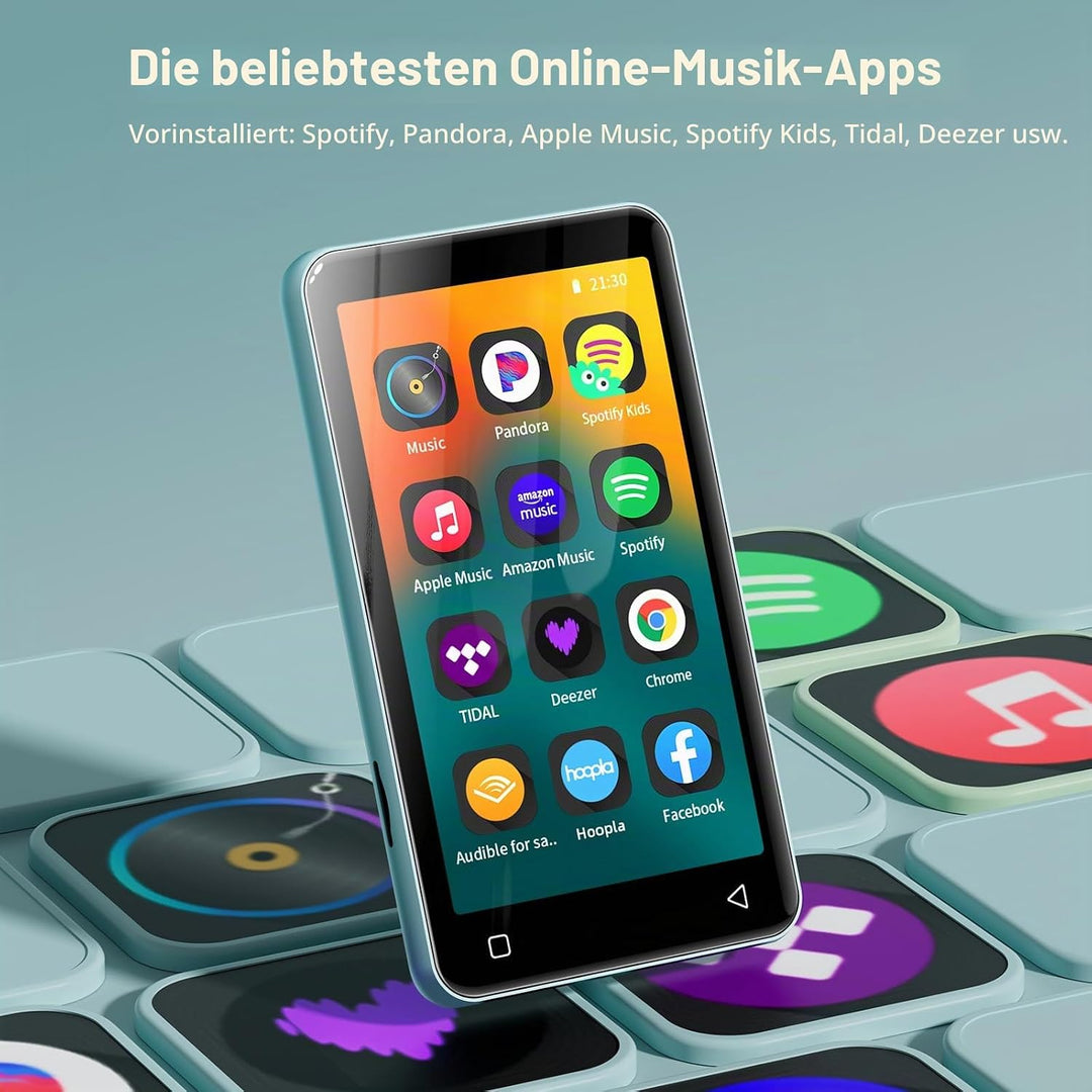 Android Music Player mit Lautsprecher, FM-Radio, E-Book Blau, Blau