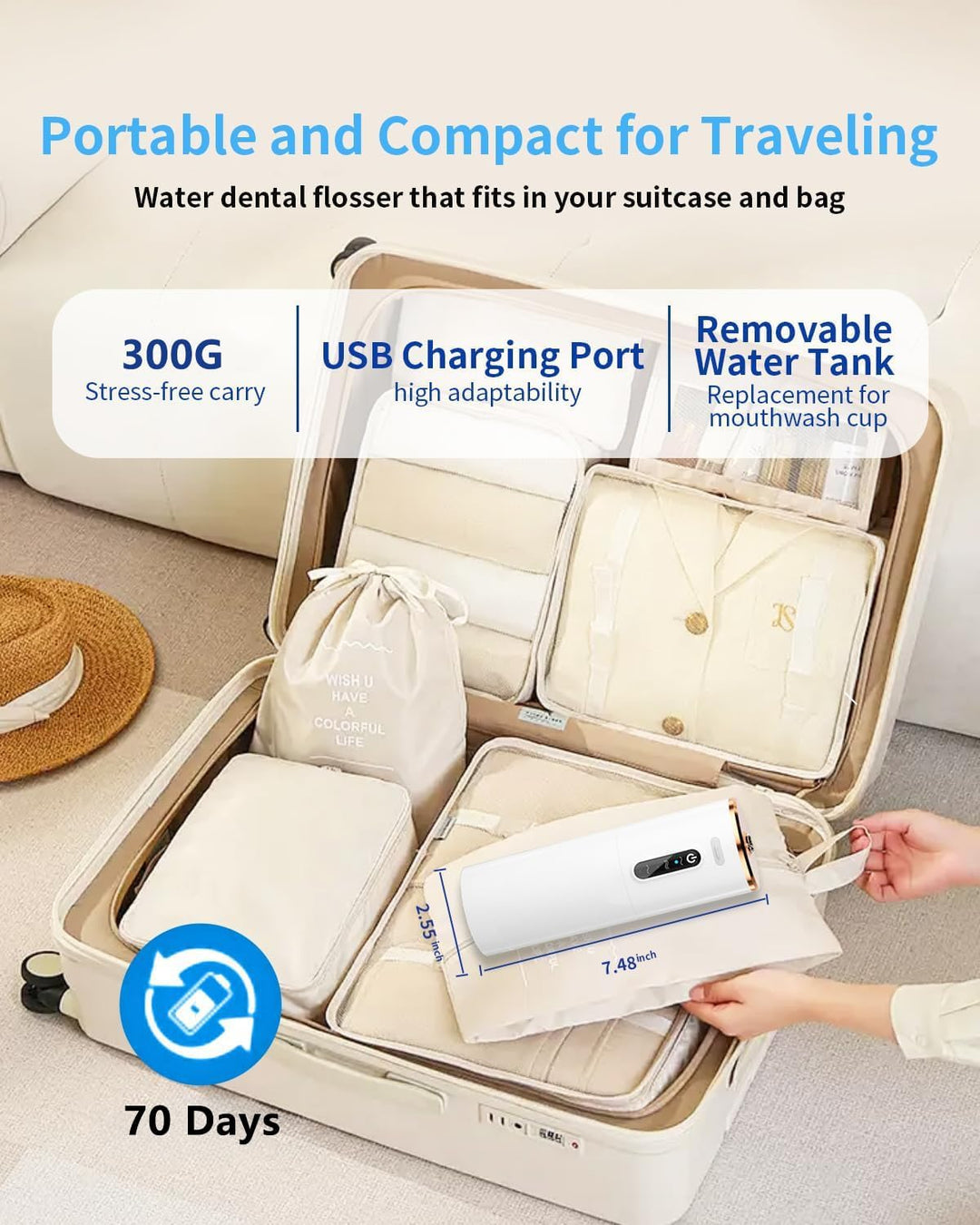 Munddusche Kabellos Elektrischer Zahnreiniger,Mundduschen,mundspülung | Tragbarer USB mundspülung el